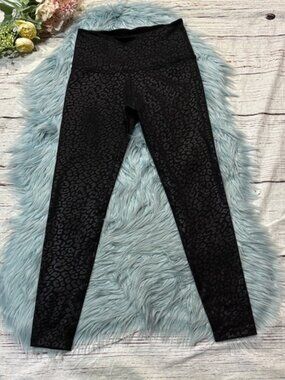 Beyond Yoga Shiny Leopard High Waisted Midi Legging Black